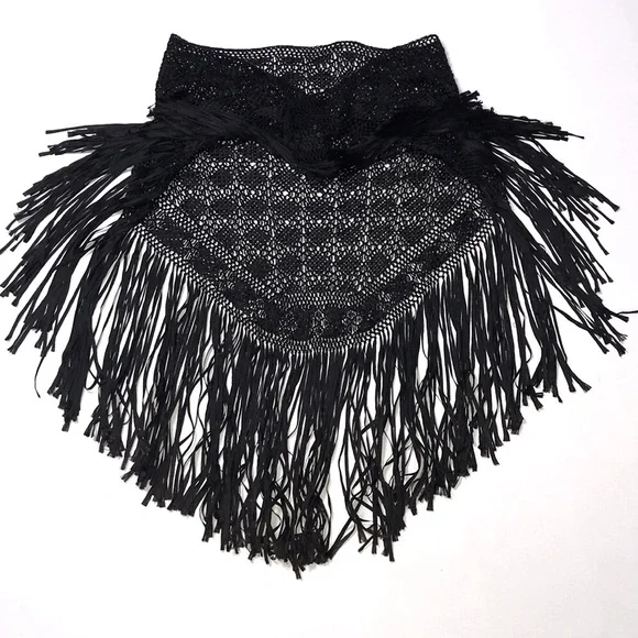 MARIO HERNANDEZ Crochet Fringe Shawl Scarves & Wraps